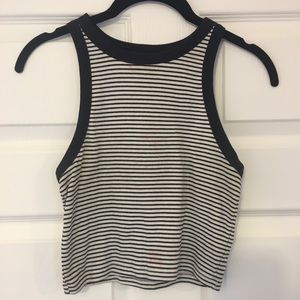 Black and White Stripe Crop Top